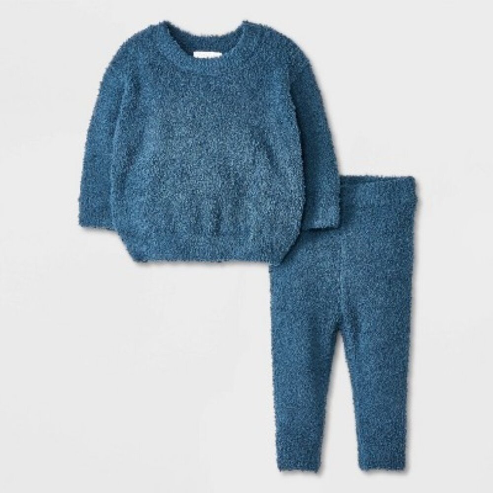 Grayson Mini Baby Boy Cozy Pullover Top & Pants Blue Set Newborn NEW WITH TAGS